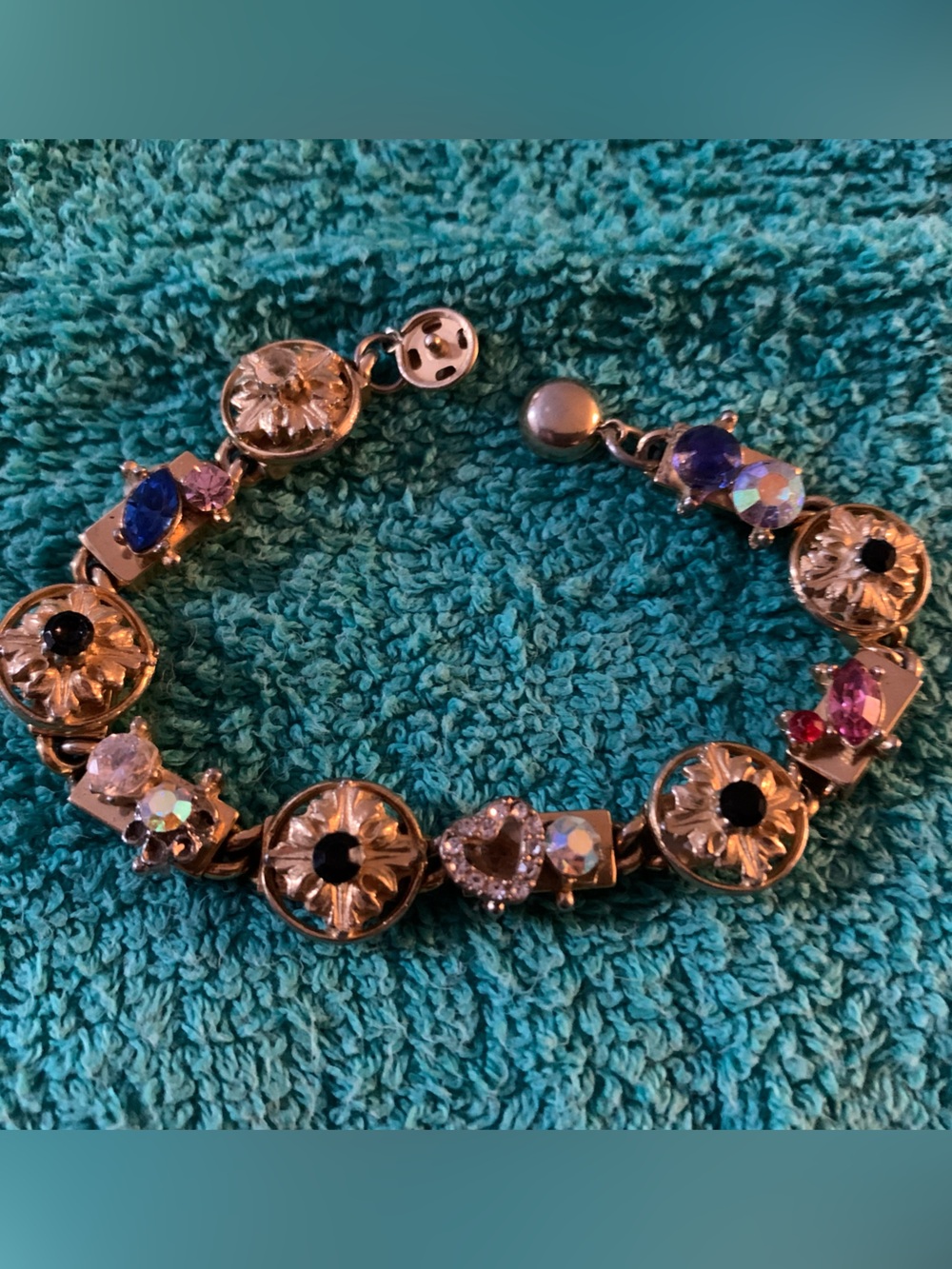 Gold-Tone Multi-Color Crystal Charm Bracelet by CDC